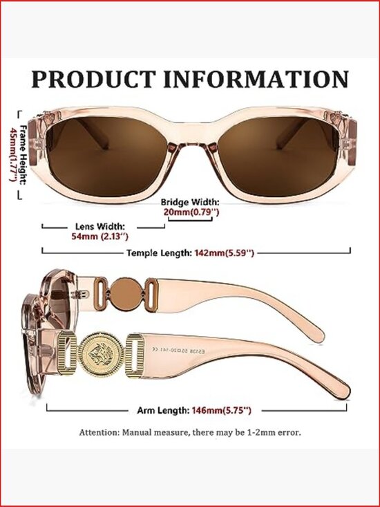 Retro Trendy Rectangle Sunglasses for Women Men Vintage 90s Small Narrow Square main image 6